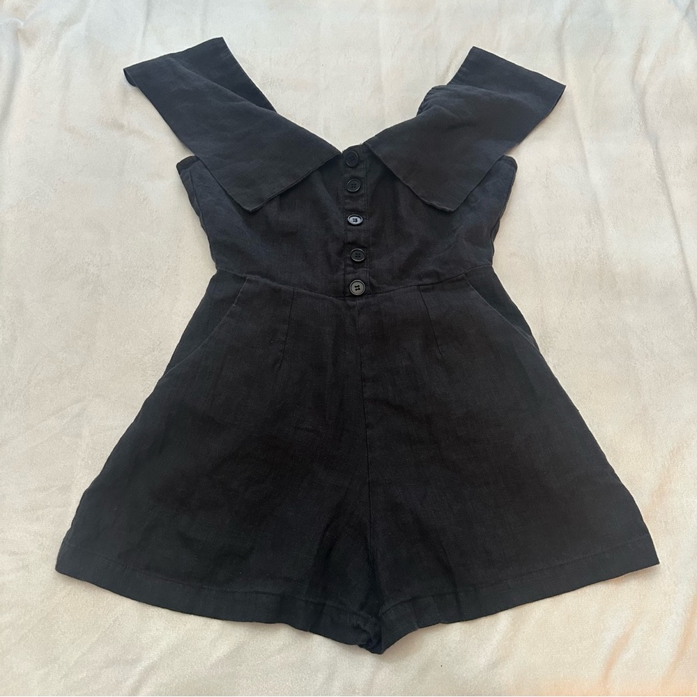 Reformation Black Off-Shoulder Frankie Romper Size 2 - 51746 - Picture 2 of 14